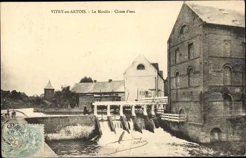 Ak Vitry en Artois Pas de Calais, Le Moulin, Chute d'eau