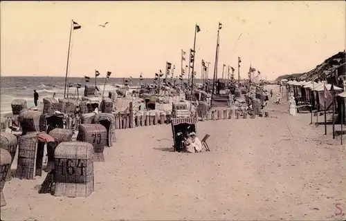 Foto Ak Westerland auf Sylt, Strandleben