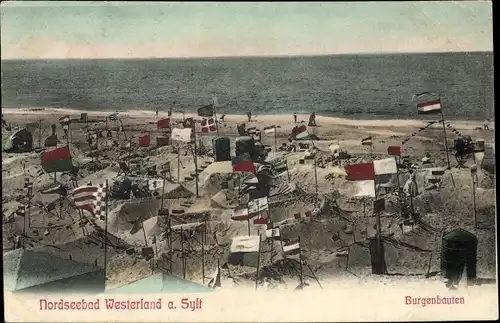 Ak Westerland auf Sylt, Sandburgen, Strandleben