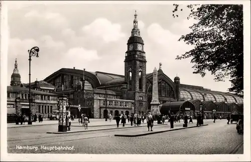 Ak Hamburg Mitte Altstadt, Hauptbahnhof, Straßenseite