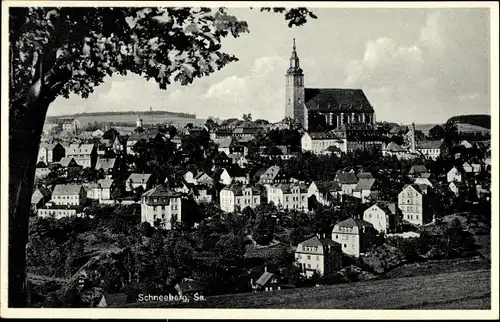 Ak Schneeberg im Erzgebirge, Gesamtansicht mit Kirche