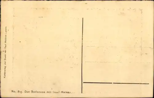 Künstler Ak Mattnes, Paul, Insel Mainau im Bodensee, Blick zur Insel vom Wasser aus, Nr. 815