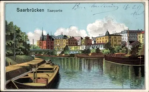 Künstler Ak Saarbrücken im Saarland, Saarpartie, Fähren