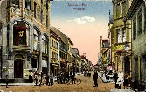 Ak Landau in der Pfalz, Königstraße, Wiener Café Kaiser Friedrich, Café Bille