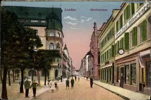 Ak Landau in der Pfalz, Marktstraße, Juwelier