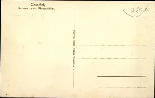 Ak Clausthal Zellerfeld, Blick auf das Kurhaus zu den Pfauenteichen,Außenfassade