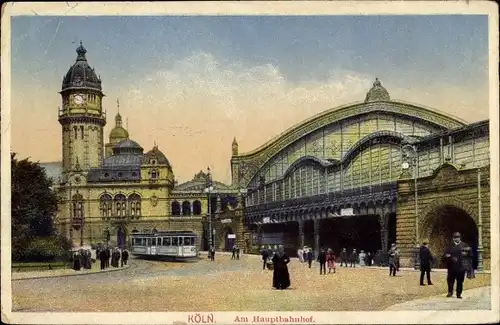 Ak Köln am Rhein, Partie am Hauptbahnhof, Straßenbahn