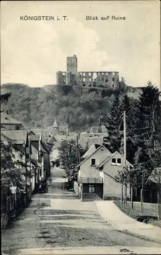 Ak Königstein im Taunus, Blick auf Ruine, Straßenansicht