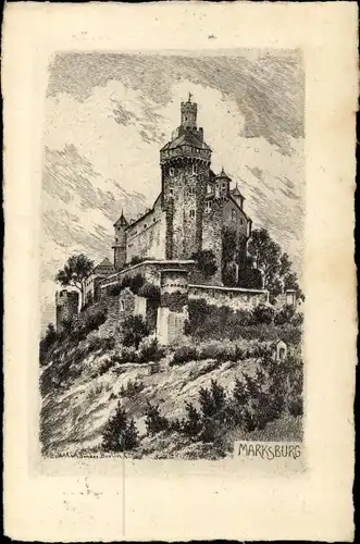 Künstler Ak Braubach am Rhein, Marksburg