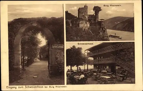 Ak Trechtingshausen am Rhein, Burg Rheinstein, Schweizerhaus