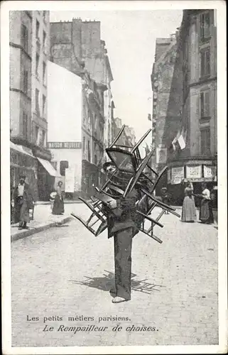 Ak Paris, Les petits metiers parisiens, Le Rempailleur de chaises, Stuhlhändler