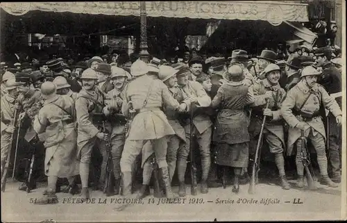 Ak Paris, Les Fetes de la Victoire 14 Juillet 1919, Service d'Ordre difficile