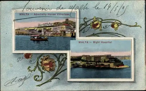 Passepartout Ak Vittoriosa Malta, Admiralty House, Bighi Hospital