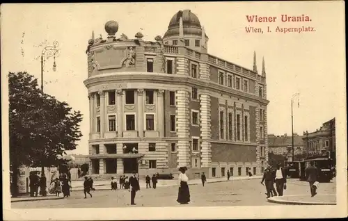 Ak Wien 1. Innere Stadt Österreich, Aspernplatz, Wiener Urania, Sternwarte