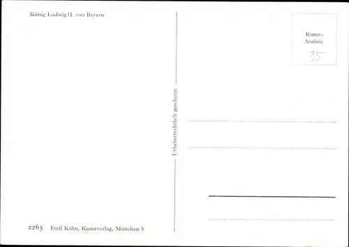 Künstler Ak König Ludwig II von Bayern, Portrait