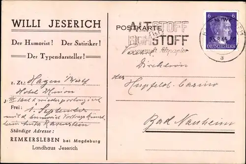 Ak Willi Jeserich, Humorist, Satiriker, Typendarsteller