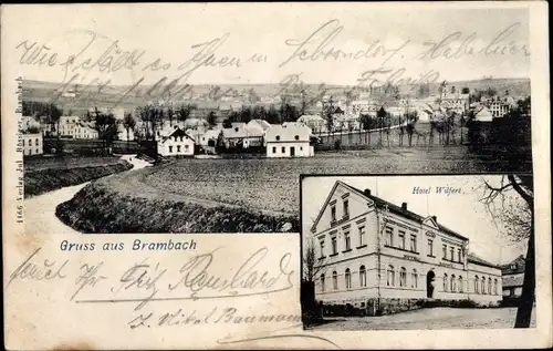 Ak Bad Brambach im Vogtland, Gesamtansicht, Hotel Wilfert