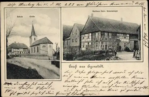 Ak Egenstedt Diekholzen Niedersachsen, Gasthaus Heinrich Schenkemeyer, Kirche, Schule
