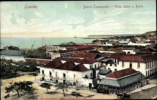 Ak Luanda Loanda Angola, Bairro Commercial, Vista sobre o Porto