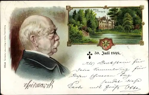 Litho Friedrichsruh Aumühle in Lauenburg, Schloss, Otto von Bismarck