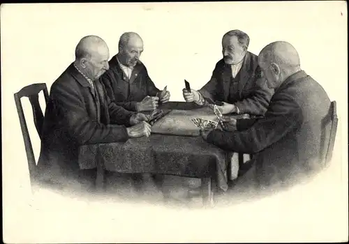Ak Le Locle Kt. Neuenburg, Centenaire de l'Hospice des Vieillards 1926, La partie de cartes