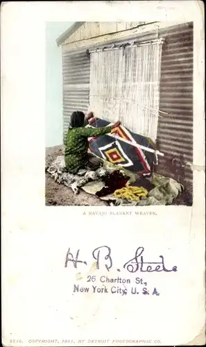 Ak A Navajo Blanket Weaver, Indianische Weberin