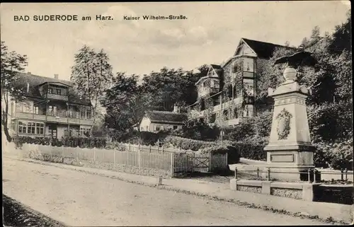 Ak Bad Suderode Quedlinburg im Harz, Kaiser Wilhelm Straße, Denkmal