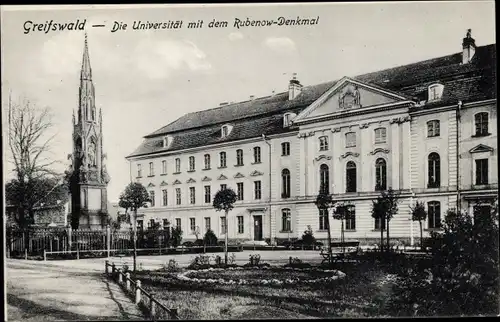 Ak Hansestadt Greifswald, Universität, Rubenow Denkmal