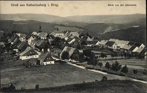 Ak Hora Svaté Kateřiny Katharinaberg im Erzgebirge Region Aussig, Blick von der Jahnwarte