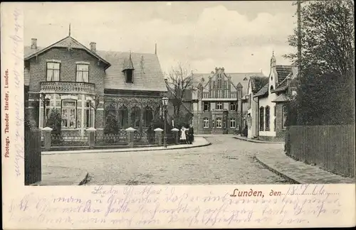 Ak Lunden in Dithmarschen, Straßenpartie