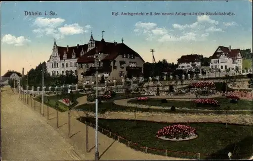 Ak Döbeln in Sachsen, Kgl. Amtsgericht, neue Anlagen an der Staubitzstraße