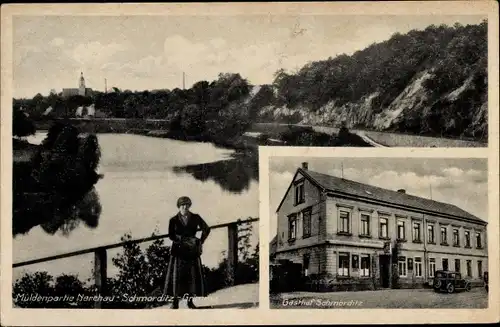 Ak Nerchau Grimma in Sachsen, Muldenpartie, Gasthof Schmorditz, Bes. Gustav Hoffmann