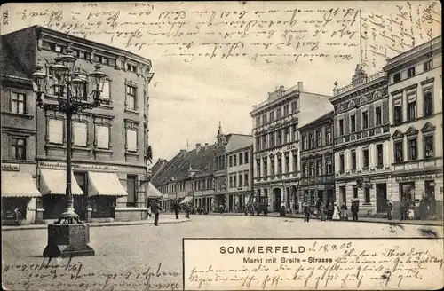 Ak Lubsko Sommerfeld in der Niederlausitz Ostbrandenburg, Markt, Breite Straße, Geschäfte