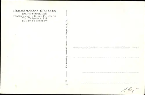 Ak Mellenbach Glasbach im Schwarzatal Thüringen, Gasthaus Glasbach