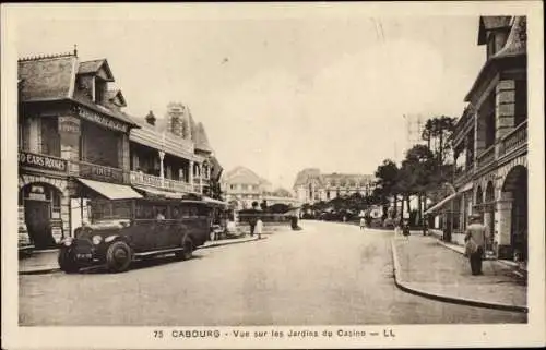 Ak Cabourg Calvados, Vue sur les Jardins du Casino
