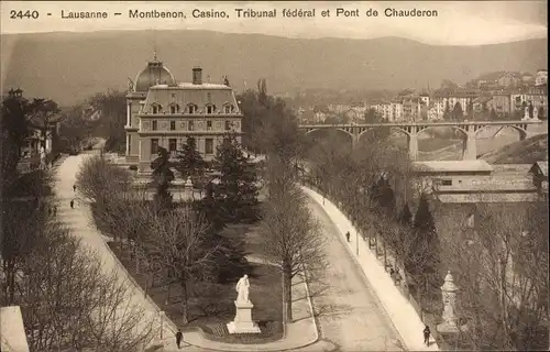 Ak Lausanne Kt. Waadt, Montbenon, Casino, Tribunal federal et Pont de Chauderon