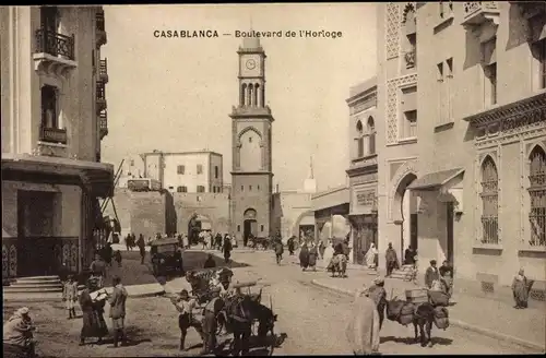Ak Casablanca Marokko, Boulevard de l'Horloge