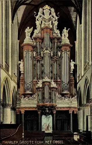 Ak Haarlem Nordholland Niederlande, Groote Kerk, Kirche, Innenansicht, Orgel