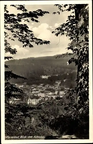 Ak Mariánské Lázně Marienbad Reg. Karlsbad, Blick vom Rübezahl auf die Stadt