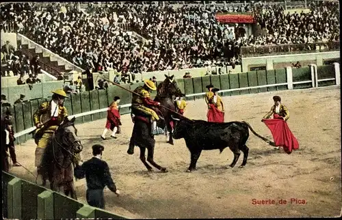 Ak Corrida de Toros, Suerte de Pica, Stierkampf