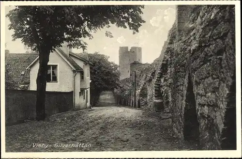 Ak Visby Wisby Schweden, Silverhättan, Partie an der Stadtmauer