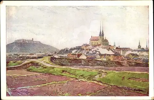 Künstler Ak Pistélka, P., Brno Brünn Südmähren, Panorama