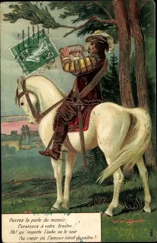 Präge Litho Trompeter von Säckingen, Ouvrez la porte du manoir