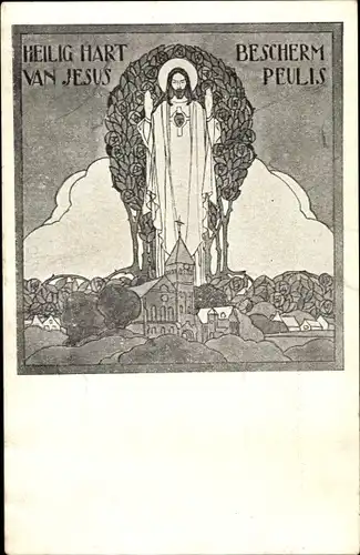 Ak Berchem Flandern Antwerpen, Heilig Hart Bescherm van Jesus Peulis, Basiliek van het Heilig Hart