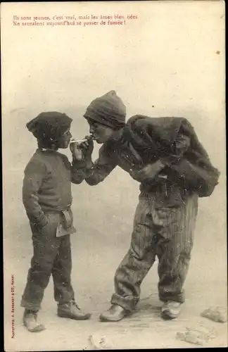 Ak Editions Bergeret, Ils sonst jeunes, Zwei Jungen beim Rauchen