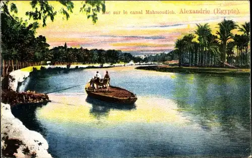 Ak Alexandria Ägypten, Bac sur le canal Mahmoudieh, Ruderpartie