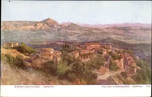Künstler Ak Korfu Griechenland, Village Karoussades