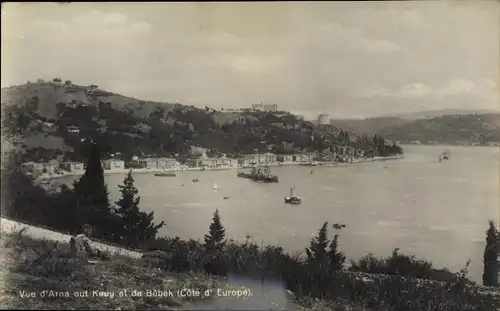 Ak Konstantinopel Istanbul Türkei, Vue d'Arna out Keuy et de Bêbek, Côte d'Europe