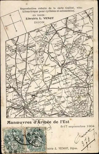 Landkarten Ak Dijon Côte d'Or, Manoeuvres d'Armee de l'Est, 5-17 Septembre 1904