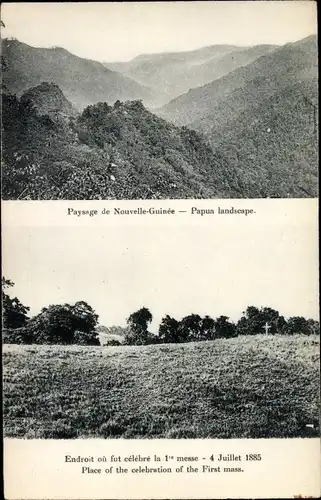 Ak Papua Neuguinea, Paysage, Place of the celebration of the First mass, 1885